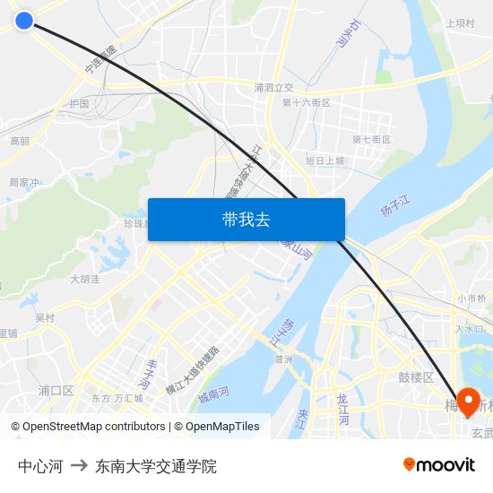 中心河 to 东南大学交通学院 map