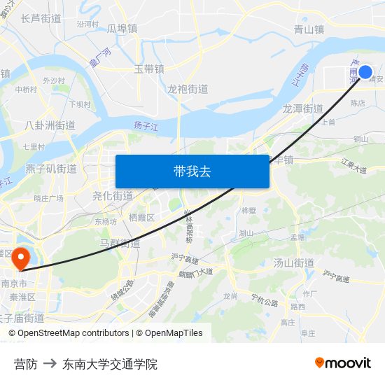 营防 to 东南大学交通学院 map