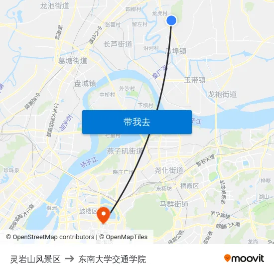 灵岩山风景区 to 东南大学交通学院 map