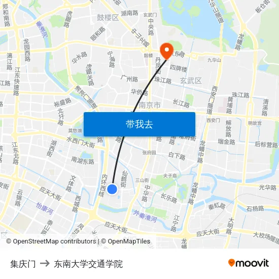 集庆门 to 东南大学交通学院 map