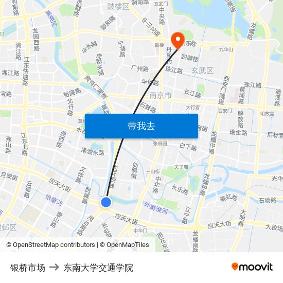 银桥市场 to 东南大学交通学院 map