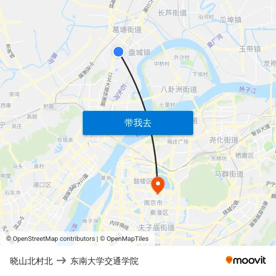 晓山北村北 to 东南大学交通学院 map