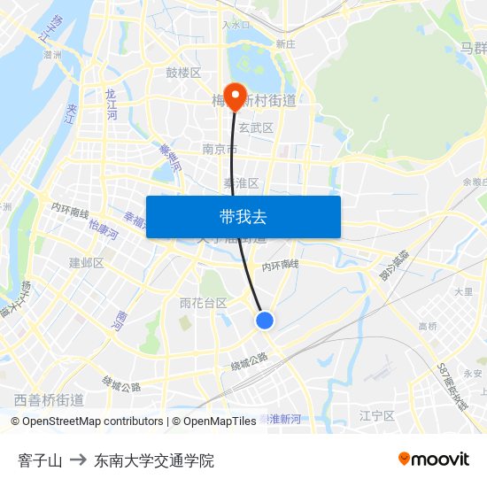 窨子山 to 东南大学交通学院 map