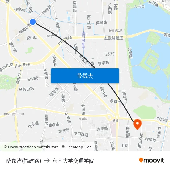 萨家湾(福建路) to 东南大学交通学院 map