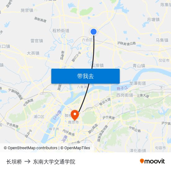 长坝桥 to 东南大学交通学院 map