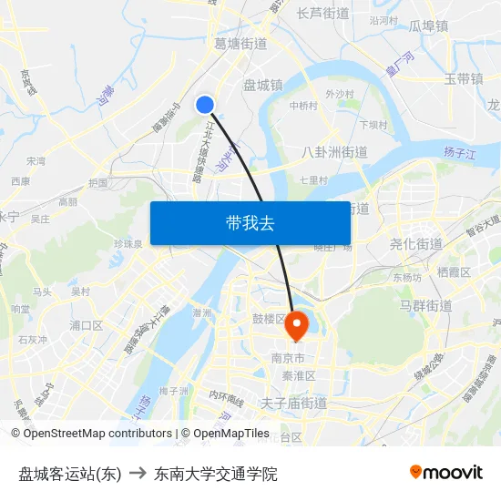 盘城客运站(东) to 东南大学交通学院 map