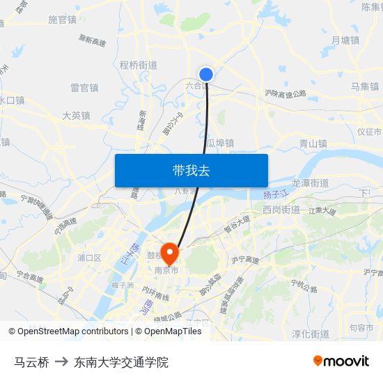 马云桥 to 东南大学交通学院 map