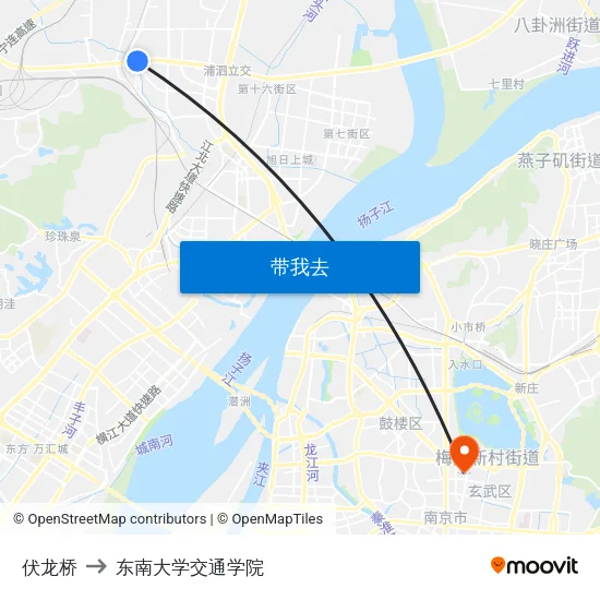 伏龙桥 to 东南大学交通学院 map