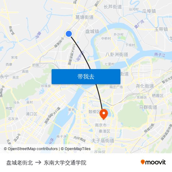 盘城老街北 to 东南大学交通学院 map