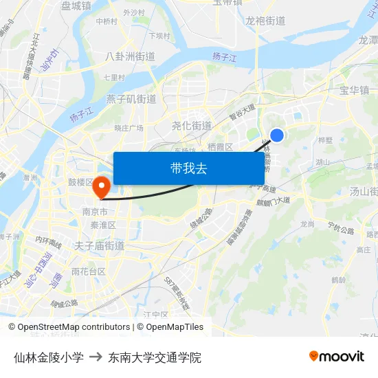 仙林金陵小学 to 东南大学交通学院 map
