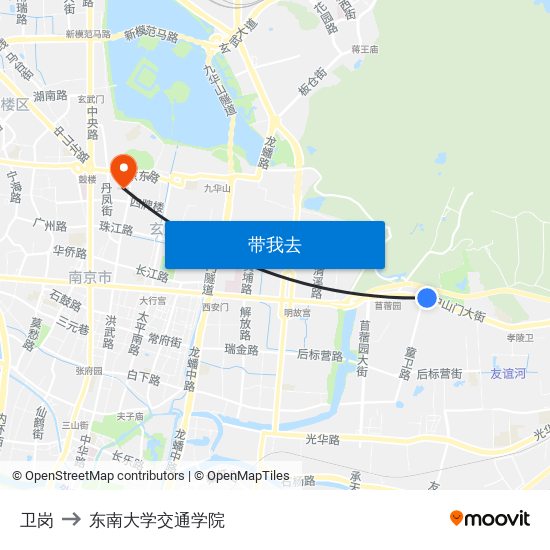 卫岗 to 东南大学交通学院 map