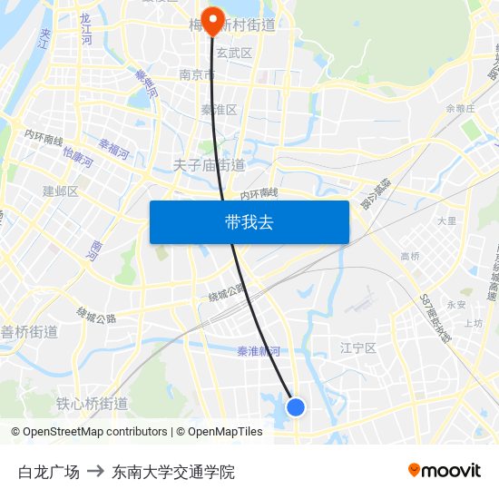 白龙广场 to 东南大学交通学院 map