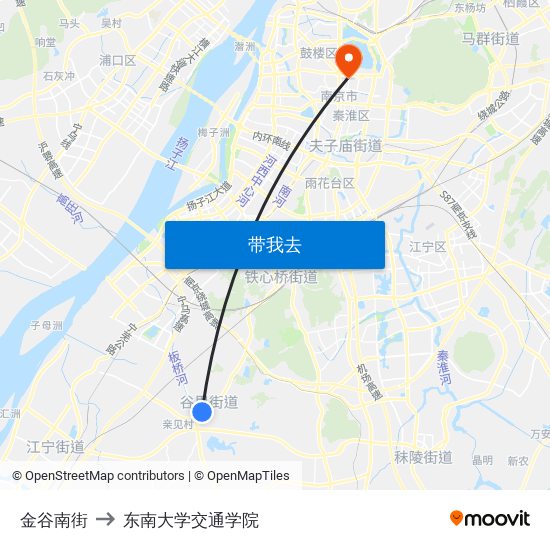 金谷南街 to 东南大学交通学院 map