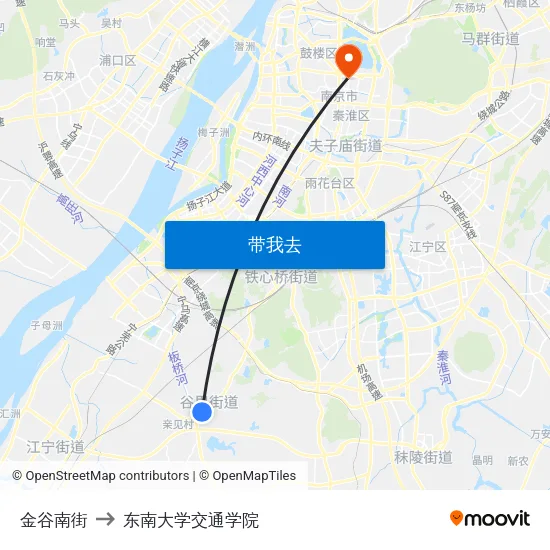 金谷南街 to 东南大学交通学院 map