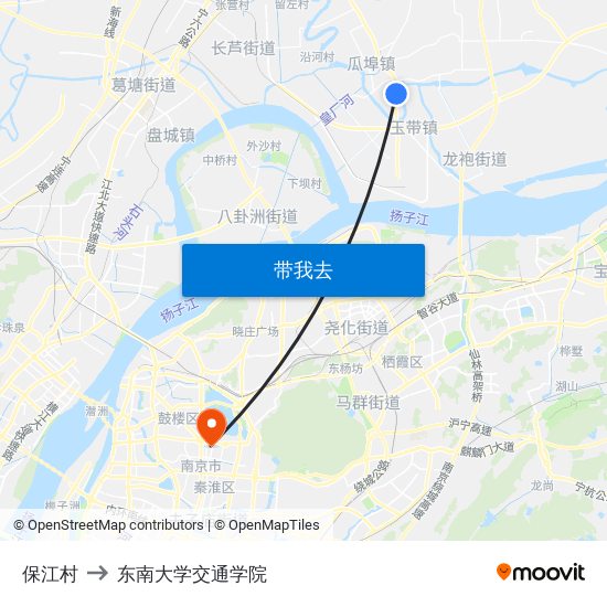 保江村 to 东南大学交通学院 map