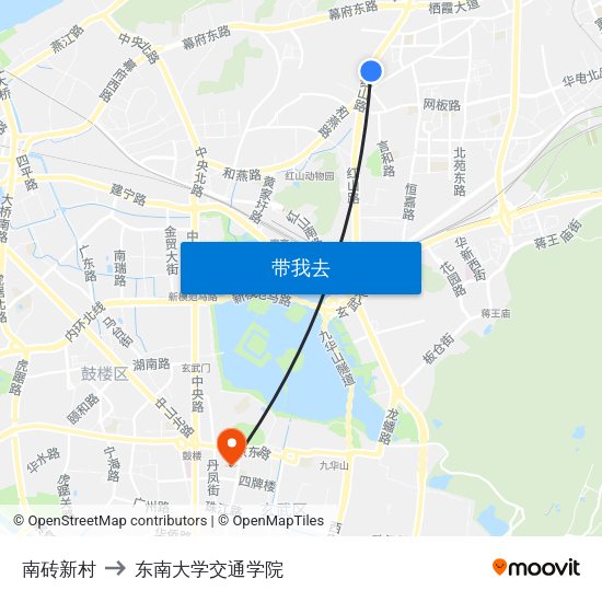 南砖新村 to 东南大学交通学院 map