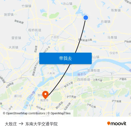 大殷庄 to 东南大学交通学院 map