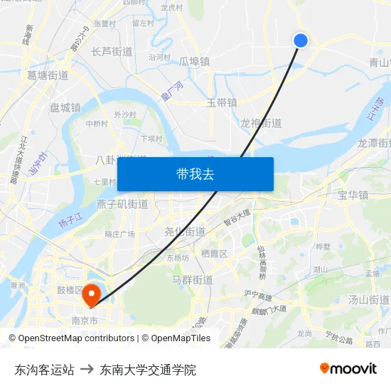 东沟客运站 to 东南大学交通学院 map