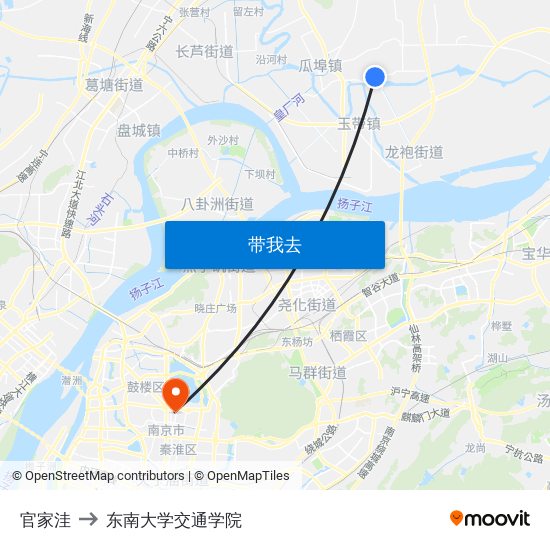 官家洼 to 东南大学交通学院 map