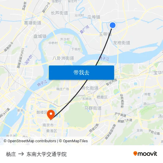 杨庄 to 东南大学交通学院 map