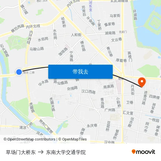 草场门大桥东 to 东南大学交通学院 map