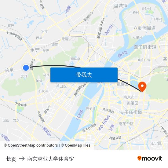 长贡 to 南京林业大学体育馆 map