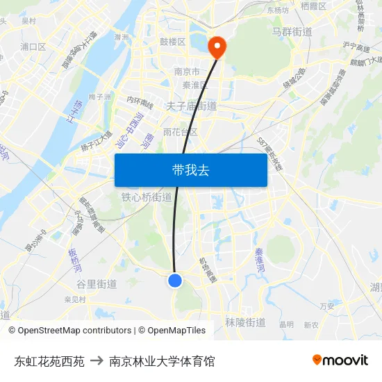 东虹花苑西苑 to 南京林业大学体育馆 map