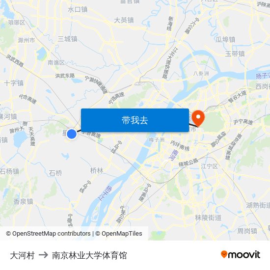 大河村 to 南京林业大学体育馆 map
