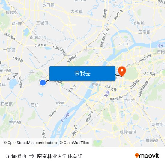 星甸街西 to 南京林业大学体育馆 map