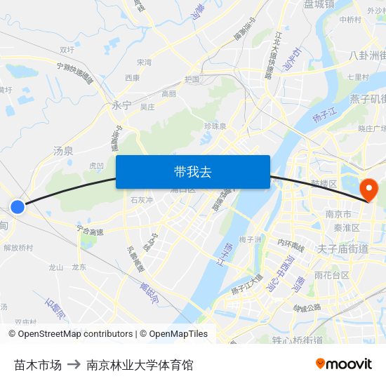 苗木市场 to 南京林业大学体育馆 map