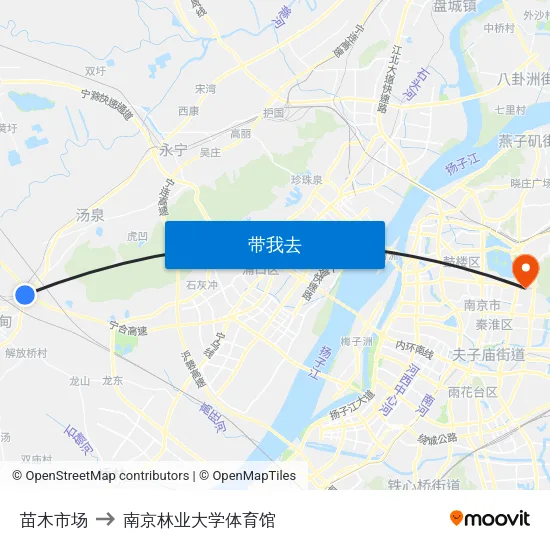 苗木市场 to 南京林业大学体育馆 map