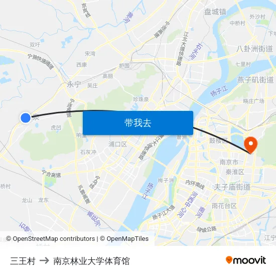 三王村 to 南京林业大学体育馆 map