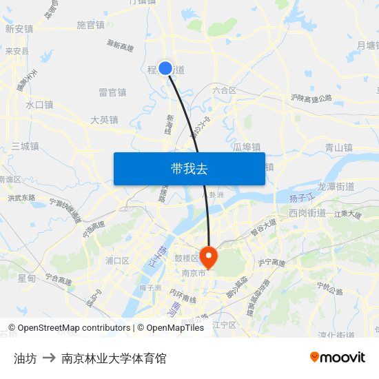 油坊 to 南京林业大学体育馆 map