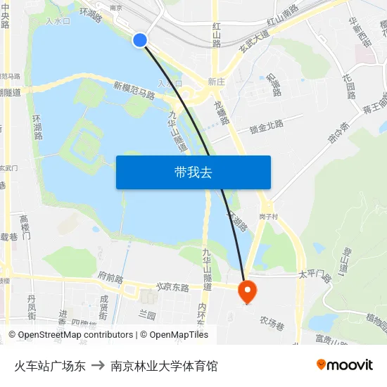 火车站广场东 to 南京林业大学体育馆 map