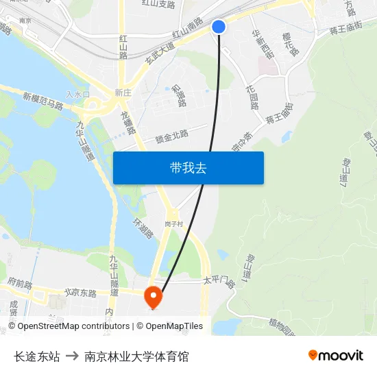 长途东站 to 南京林业大学体育馆 map