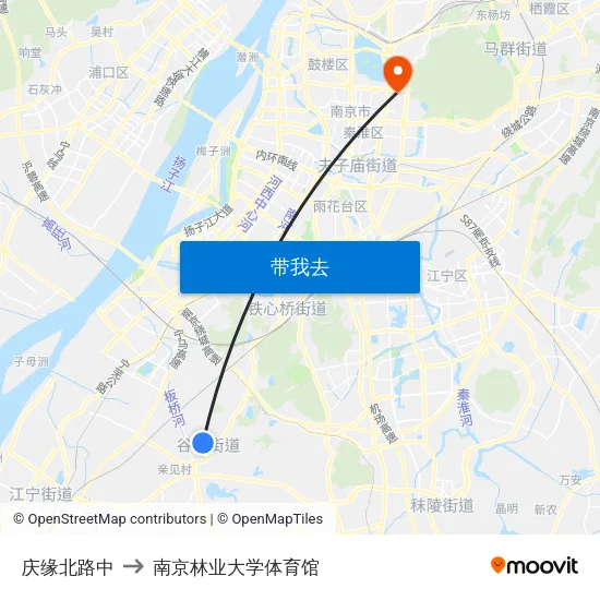 庆缘北路中 to 南京林业大学体育馆 map