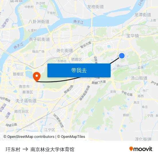 玕东村 to 南京林业大学体育馆 map