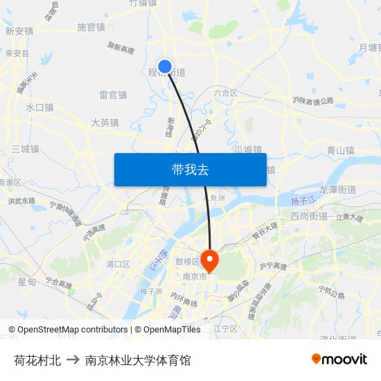 荷花村北 to 南京林业大学体育馆 map