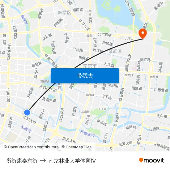所街康泰东街 to 南京林业大学体育馆 map