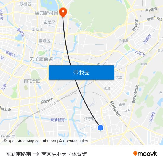 东新南路南 to 南京林业大学体育馆 map