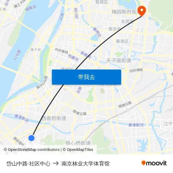 岱山中路·社区中心 to 南京林业大学体育馆 map