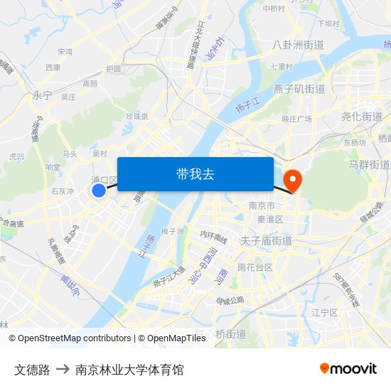 文德路 to 南京林业大学体育馆 map