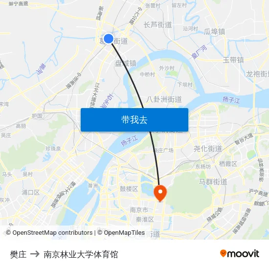樊庄 to 南京林业大学体育馆 map