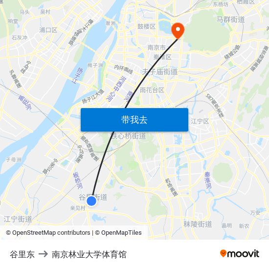 谷里东 to 南京林业大学体育馆 map