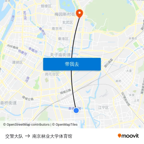 交警大队 to 南京林业大学体育馆 map