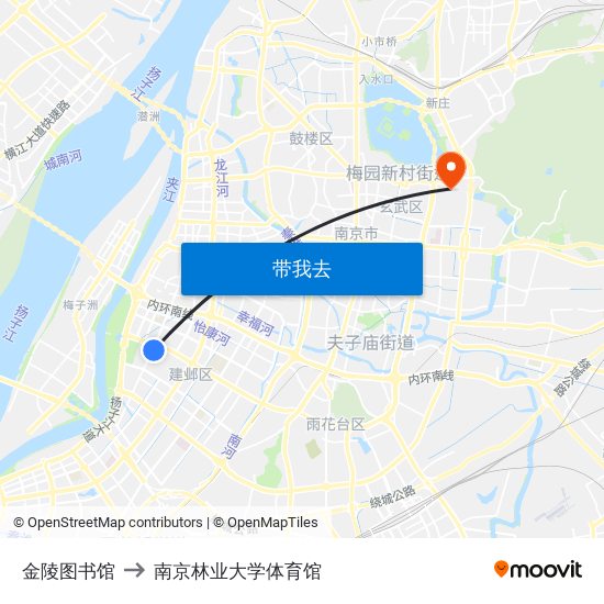 金陵图书馆 to 南京林业大学体育馆 map