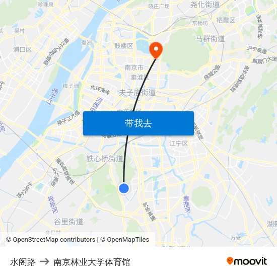 水阁路 to 南京林业大学体育馆 map