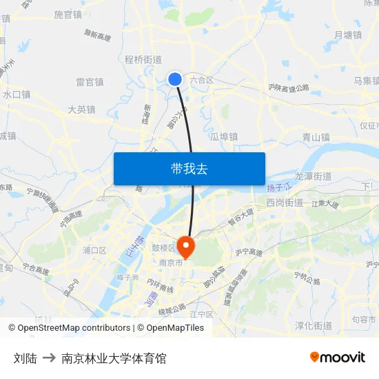 刘陆 to 南京林业大学体育馆 map