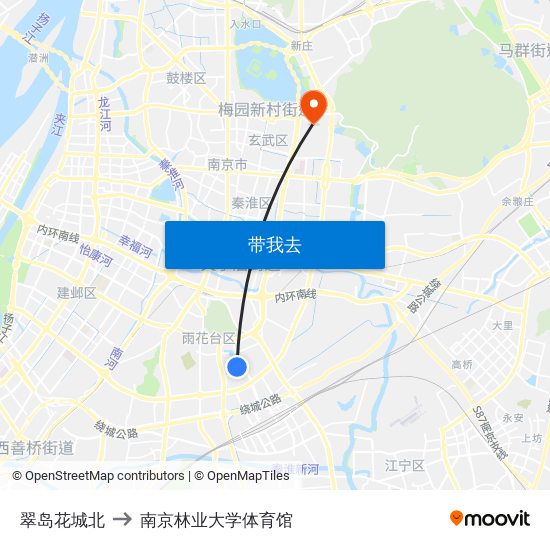 翠岛花城北 to 南京林业大学体育馆 map