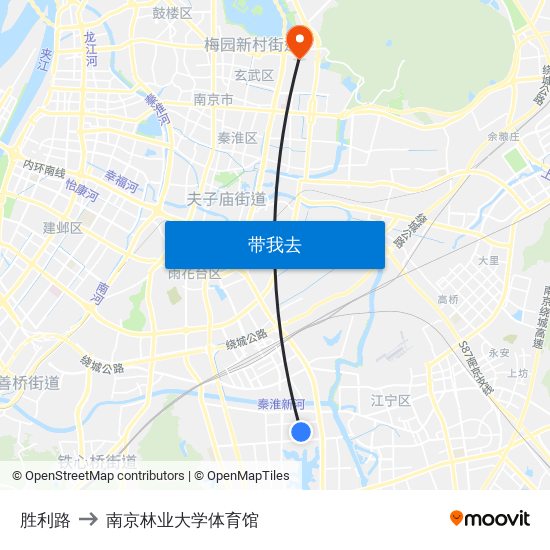 胜利路 to 南京林业大学体育馆 map